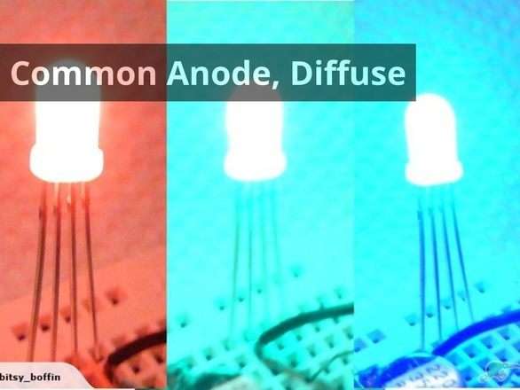 (10 of) RGB LED 5mm Common Anode Misted/Diffuse