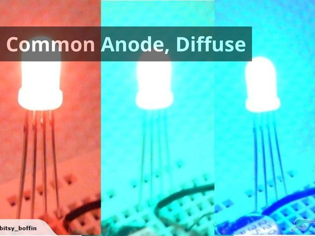 (10 of) RGB LED 5mm Common Anode Misted/Diffuse