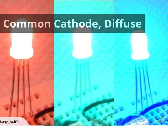 (10 of) RGB LED 5mm Common Cathode Misted/Diffuse