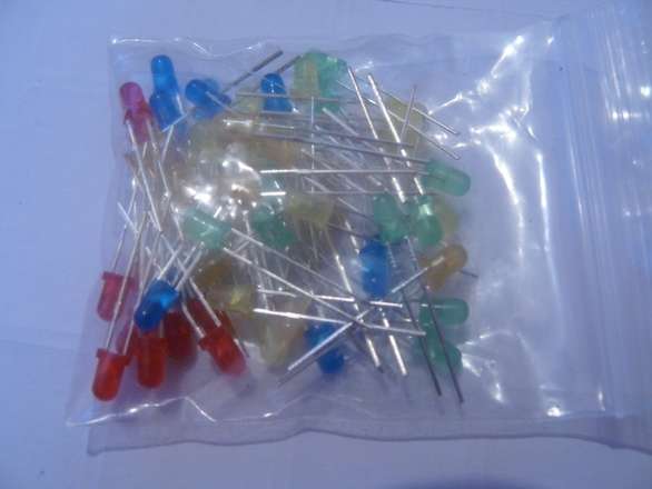 50 LEDs (10 each R, G, B, Y, O), 3mm Diffuse Assortment
